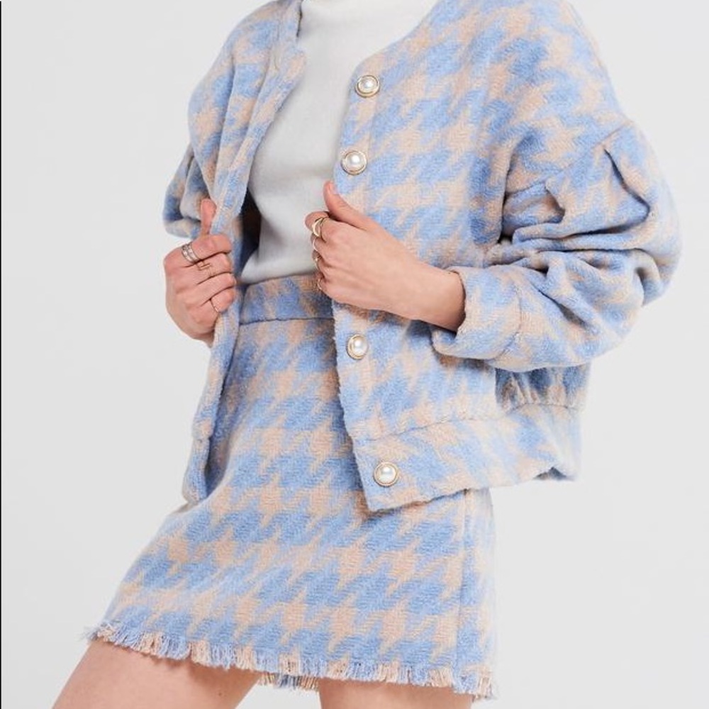 Storets Lori Houndstooth Skirt & Jacket Set